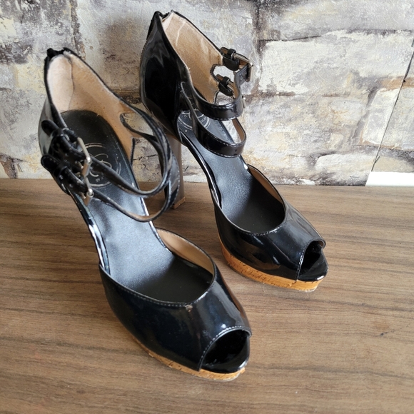JS by Jessica size 6 black platform sandals - Picture 8 of 13